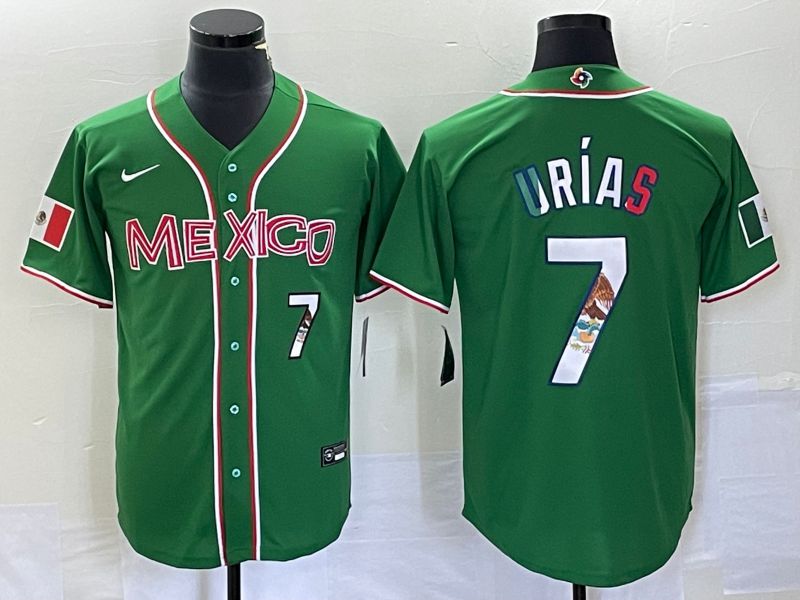 Men 2023 World Cub Mexico 7 Urias Green Nike MLB Jersey8